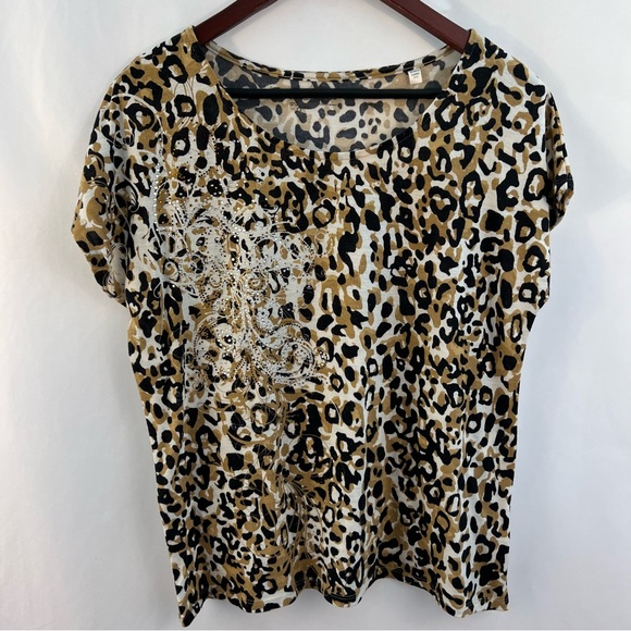 Chico's Tops - Chicos 2 Zenergy Top Womens XL Animal Print Graphic Cotton Rhinestones